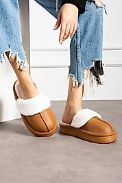 Mat İçi Kürklü Düz Taban Kadın Ev Terliği